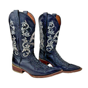 Admirable Boots Mens Sz 9 Black Leather Snip-Toe Western Cowboy Boots